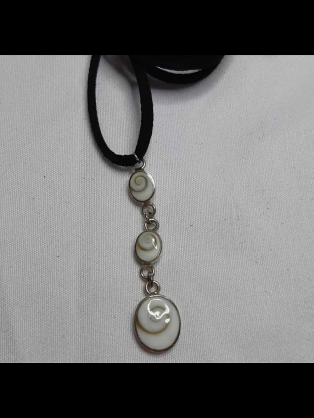 Eye of Shiva Spiral 3 Shell Sterling Silver Necklace